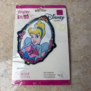 NOS Wrights‎ Vintage Cinderella Patch Self Adhesive Disney Princess Collection